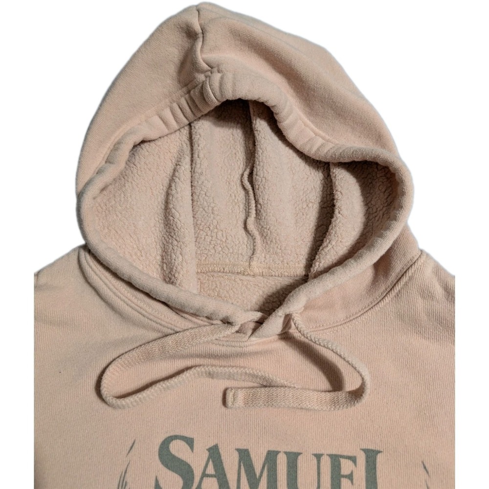 Samuel Adams Brewery Hoodie Womens Pink Cropped Pullover Sweatshirt Oversized - Picture 3 of 6